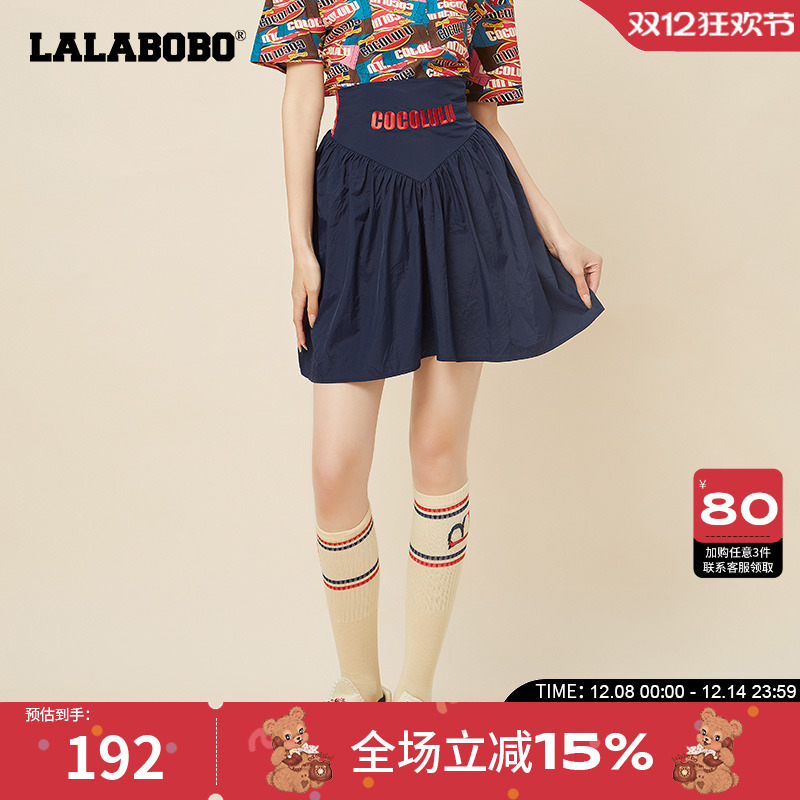 lalabobo高腰学院风a字短裙