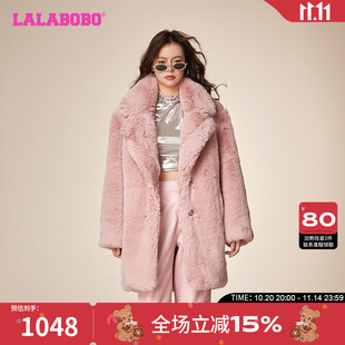 LBCD 保暖长毛绒翻领夹棉毛绒外套女 WSDR46 新款 LALABOBO2023冬季
