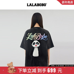 上衣夏新款 LALABOBO25年趣味印花短袖 原创宽松T恤 玩偶熊系列