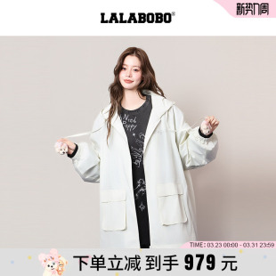 长袖 LALABOBO25年秋新款 上衣外套女玩偶宽松中长风衣 商场同款