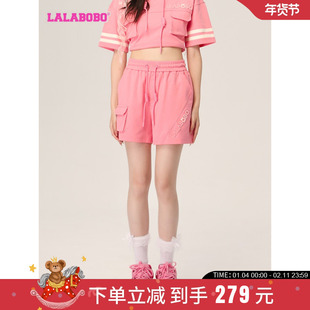 LALABOBO2023年夏季新款复古老花字母宽松休闲短裤女LBCB-WXZD39