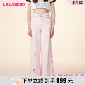WXZC12 LBDA 张峻豪同款 LALABOBO24新宽松甜美休闲重工洗水牛仔裤