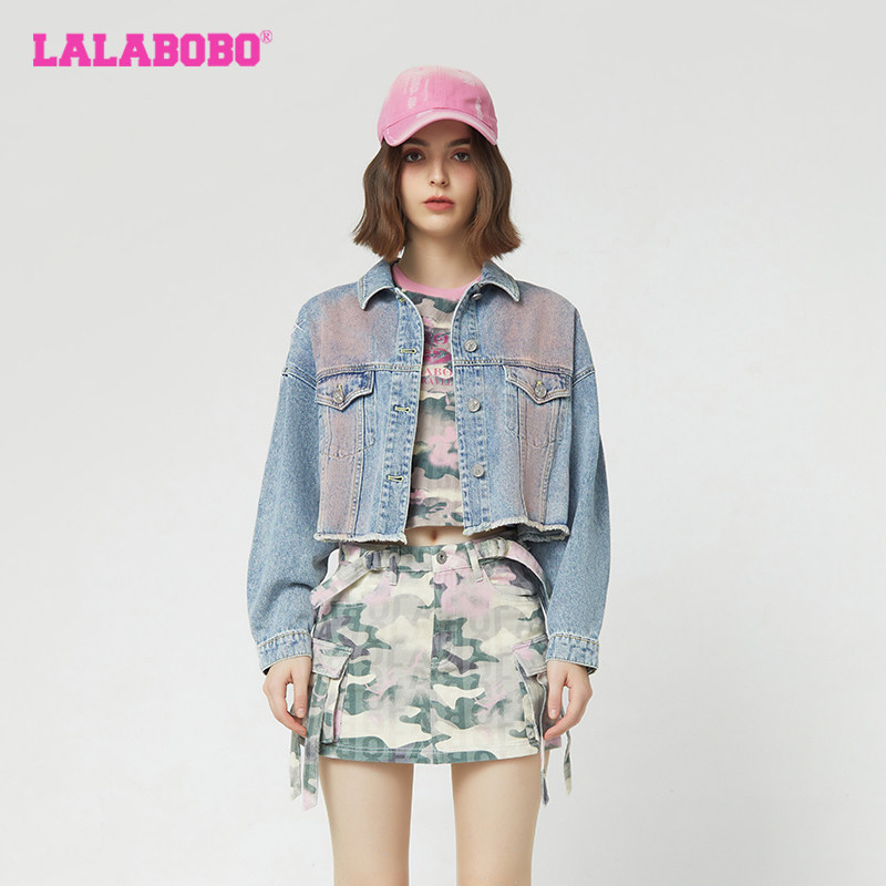 LALABOBO户外迷彩牛仔夹克