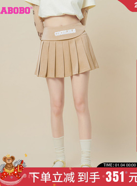 [美拉德]LALABOBO早秋新品款字母百褶梭织短裙半身裙|CBCB-WXZQ20