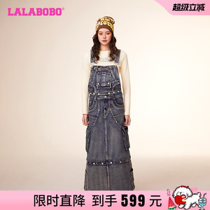 LALABOBO冬季新款简约治愈美学牛仔背带连衣裙女|LBCD-WLZY12