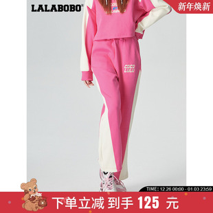 CBCA LALABOBO2023春季 卫裤 直筒撞色收腰运动休闲裤 WXZC19 新款