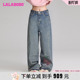 贺峻霖同款 直筒微阔腿潮裤 LALABOBO24年秋季 原创新款 子 牛仔裤