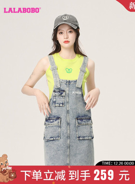 LALABOBO2023夏季新款修身显瘦潮流牛仔背带连衣裙女LBCB-WLZY36