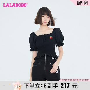 LBCB LALABOBO2023春新款 T恤 短袖 WSWC17 简约甜美复古水果泡泡袖