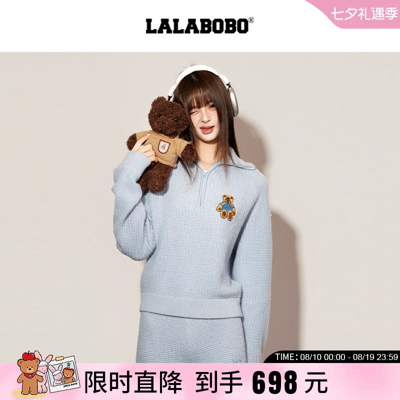 LABO半高领拉链小狗套头卫衣