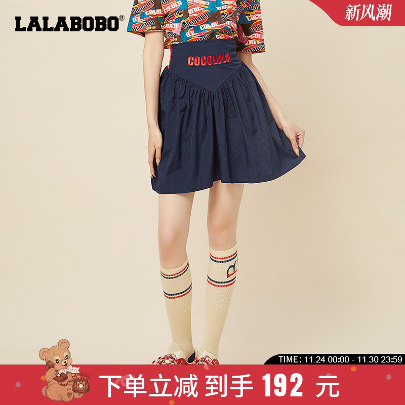 lalabobo高腰学院风a字短裙