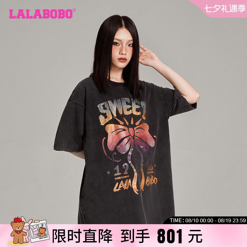 LALABOBO蝴蝶结图案连衣裙
