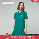 商场同款 LALABOBO24年夏季 T恤连衣裙女短袖 新款 百褶针织短裙