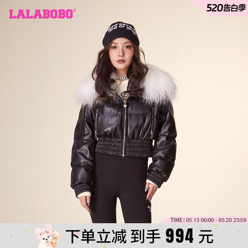 LALABOBO2023冬季新款休闲保暖潮流毛领短款羽绒服女|LBCD-WSYR29