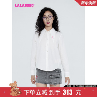 风O型长袖 美式 梭织衬衫 外套女 WSWC14 LALABOBO24春夏新品 LBCC 款
