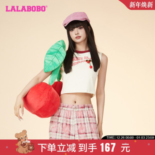 RBDB 潮流舒适休闲简约撞色领口背心女 WT11 新款 LALABOBO24夏季