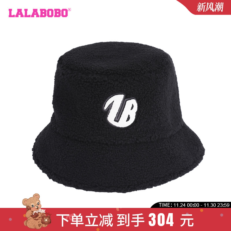 LALABOBO2023冬季新款黑色休闲百搭治愈美学毛绒帽子|LBCD-WQLM16