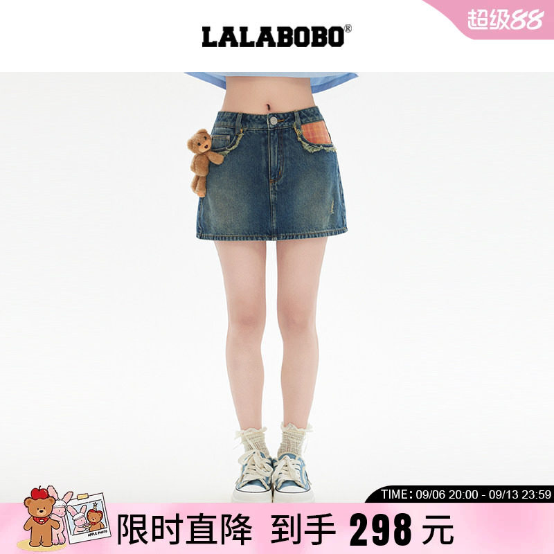 LALABOBO糖果小熊牛仔短裙