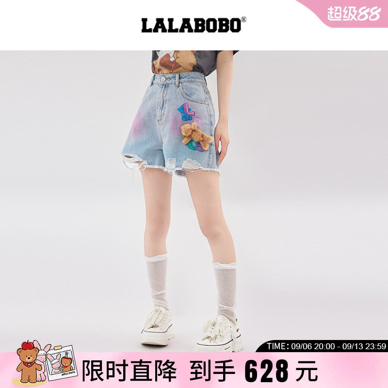 LALABOBO气球小熊牛仔短裤