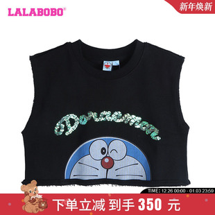 哆啦A梦 ABDB LALABOBO24夏季 可爱甜辣露腰T恤女 WSDT12 新款