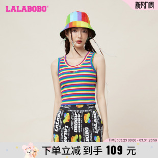 LBCB 背心女 WSWT11 彩虹字母显瘦短款 LALABOBO2023春夏新款