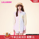 LALABOBO夏休闲简约条纹拼接长袖 衬衫 外套 李浩菲同款 LBDB WSWC11
