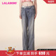 LBDB LALABOBO24春夏新款 复古休闲高腰纯棉字母阔腿牛仔裤 WXZC24