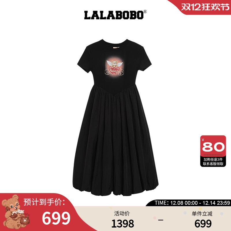 LALABOBO天使熊黑色连衣裙