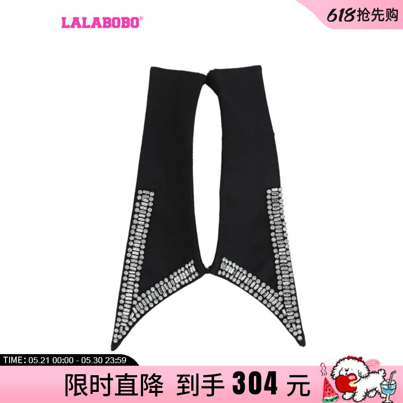 LALABOBO2024春秋新款百搭潮流休闲拼接钻饰logo领子|LBCC-WQQT24