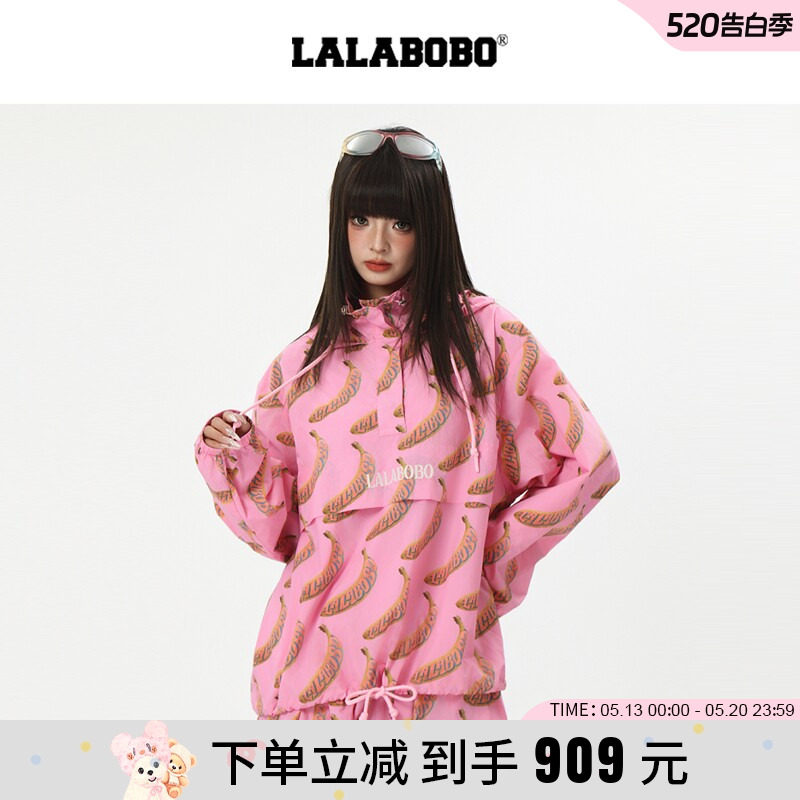 【商场同款】LALABOBO25年春季夹克服女原创新款满印花中长款上衣