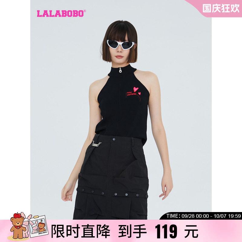 LALABOBO春夏新品款美式可爱H型毛衣针织背心衫女|LBCC-WSWT11