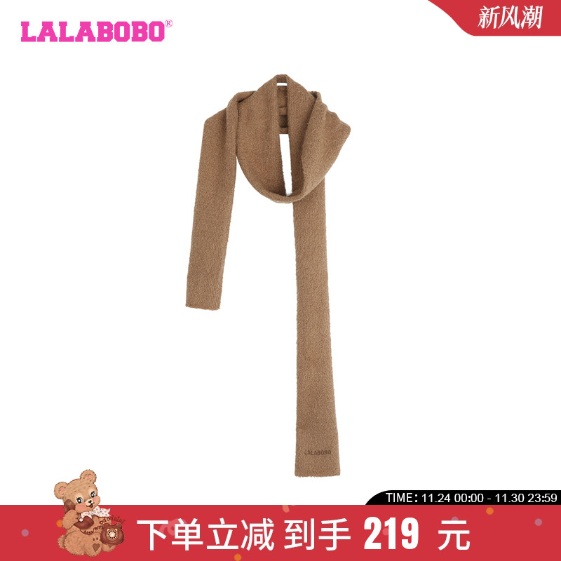 LALABOBO2023冬季新款纯色潮流可爱保暖logo长围巾女|LBCD-WQPJ18