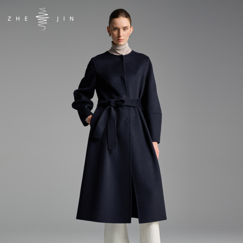 浙锦2025新款羊毛呢拼接线长款大衣秋冬季加厚保暖通勤外套,女装/女士精品,毛呢外套,淘宝优惠券,粉丝福利购,淘宝优惠卷