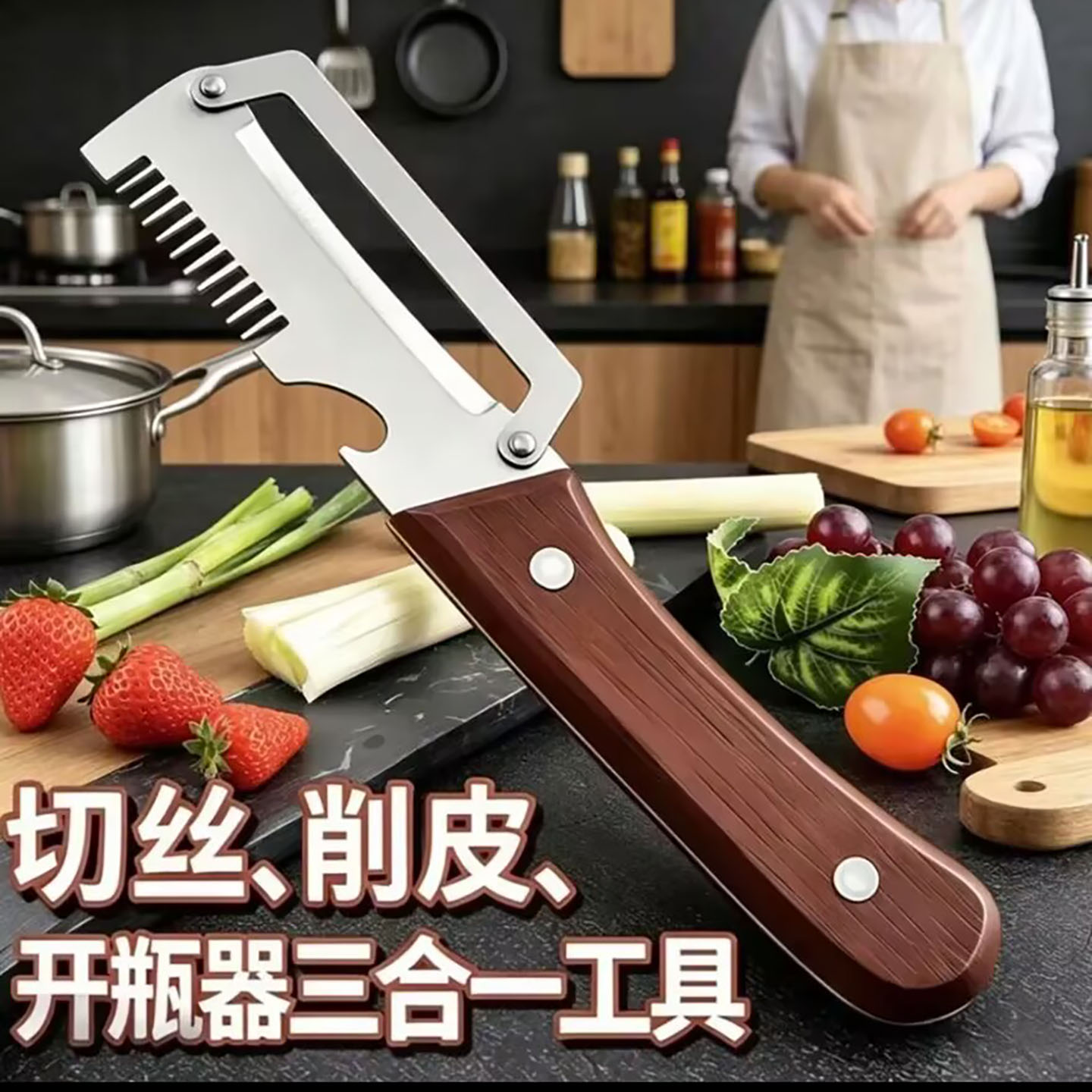 德国多功能不锈钢削皮刀陌上佳品瓜果切丝切葱神器厨房专用水果a1