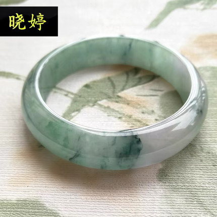 缅甸翡翠手镯糯种飘兰花玉镯子细糯飘花贵妃镯满绿玉手镯老坑翡翠