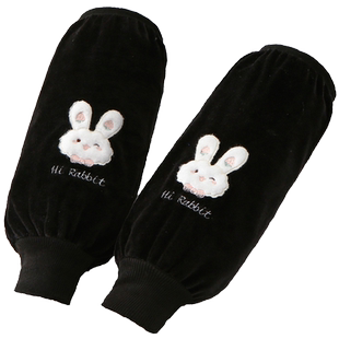 秋冬针织罗口绒布长款防污护袖套成人女厨房防脏套袖筒可爱卡通男