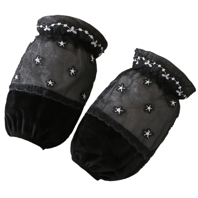 秋冬袖套锦莱轩蕾丝拼接绒布短款