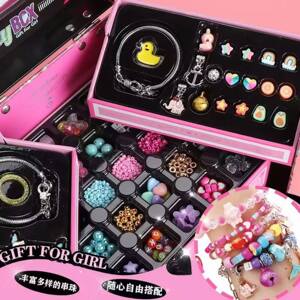 ~雪溪甄选店多功能公主首饰盒手工DIY玩具串珠女孩六一儿童节礼a7