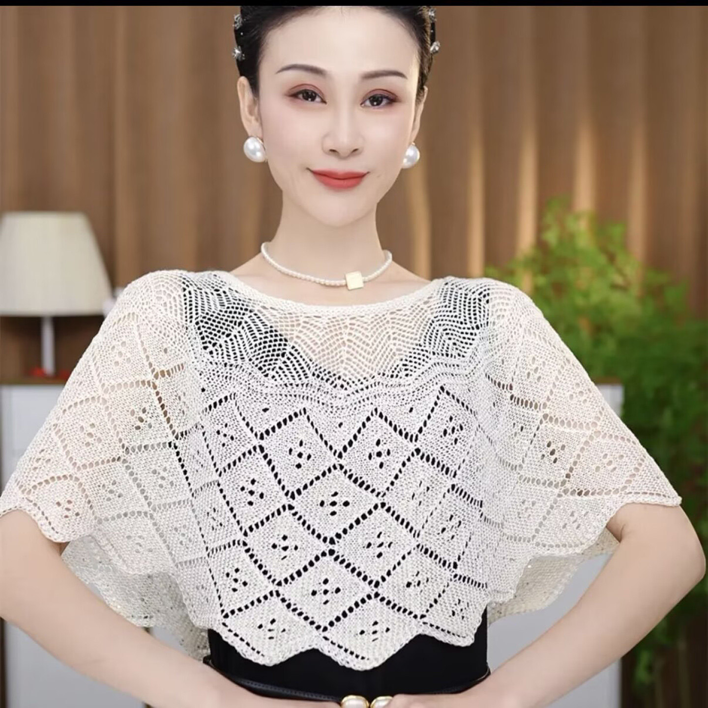惠瑞发女装冰丝防晒气质披肩夏季女士款套头时尚罩衫镂空外搭上a7