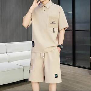 潮启男装工厂店2026新款两件装大码潮流帅气运动短裤套装韩版百a7