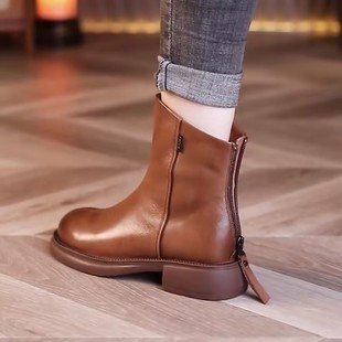点击率甄选女鞋加绒加厚马丁靴冬季女士款真皮短靴软皮保暖棉靴子