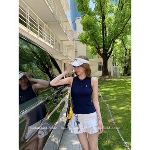 女夏季 刺绣针织背心半裙套装 休闲学院风两件套 伦敦早自习 HuoHuo