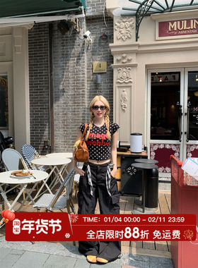 HuoHuo 满分cleanfit 美式阔腿伞兵裤女夏季宽松休闲口袋工装裤