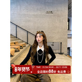 HuoHuo 上衣女波点假两件针织衫 波点艺术生 学院风2026春夏新款