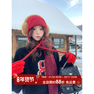 HuoHuo 暖绒代码 博主风 上衣女高级感美式宽松圈圈毛字母毛衣