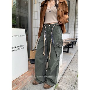 裤 kitty复古工装 女秋冬季 新款 HuoHuo 2025设计感阔腿裤 琥珀松林