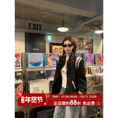 HuoHuo棒球俱乐部条纹棒球服女