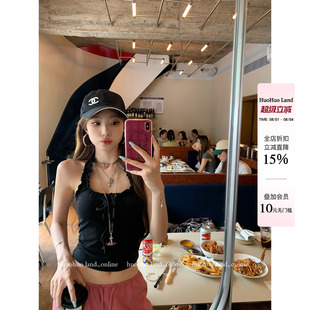 HuoHuo 花边贝妮 韩系迷人2026夏季新款女木耳花边系带挂脖吊带