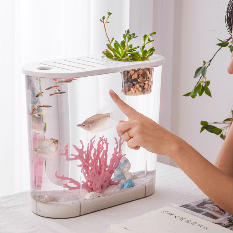 高清透明塑料鱼缸家用客
