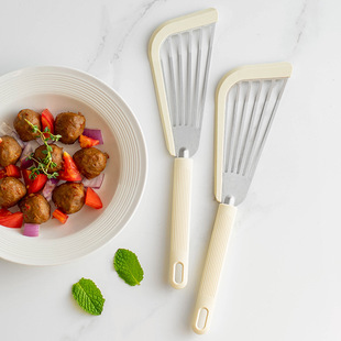 硅胶防滑耐热煎鱼铲不锈钢斜边煎铲牛扒铲蝴蝶铲Fish Spatula